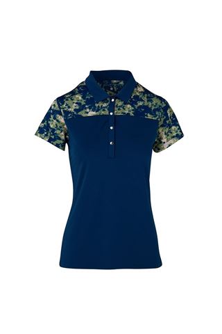 Picture of Swing out Sister Ladies Bridgette Abstract Cap Sleeve Polo Shirt - Atalantic Blue