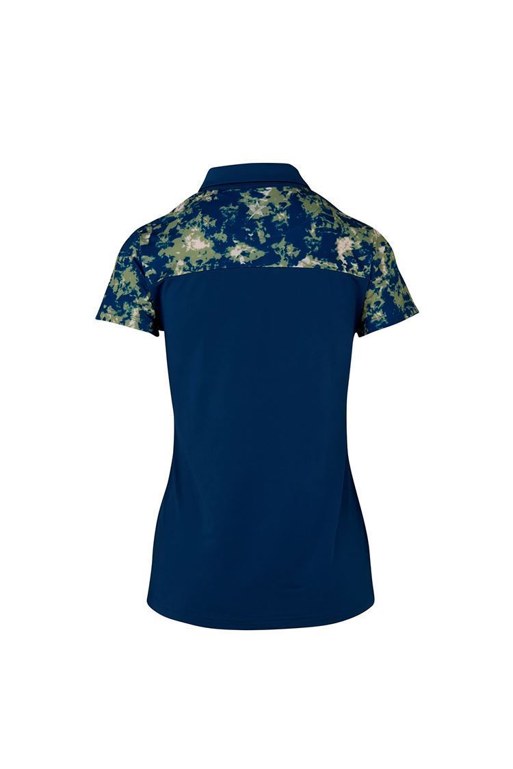 Picture of Swing out Sister Ladies Bridgette Abstract Cap Sleeve Polo Shirt - Atalantic Blue