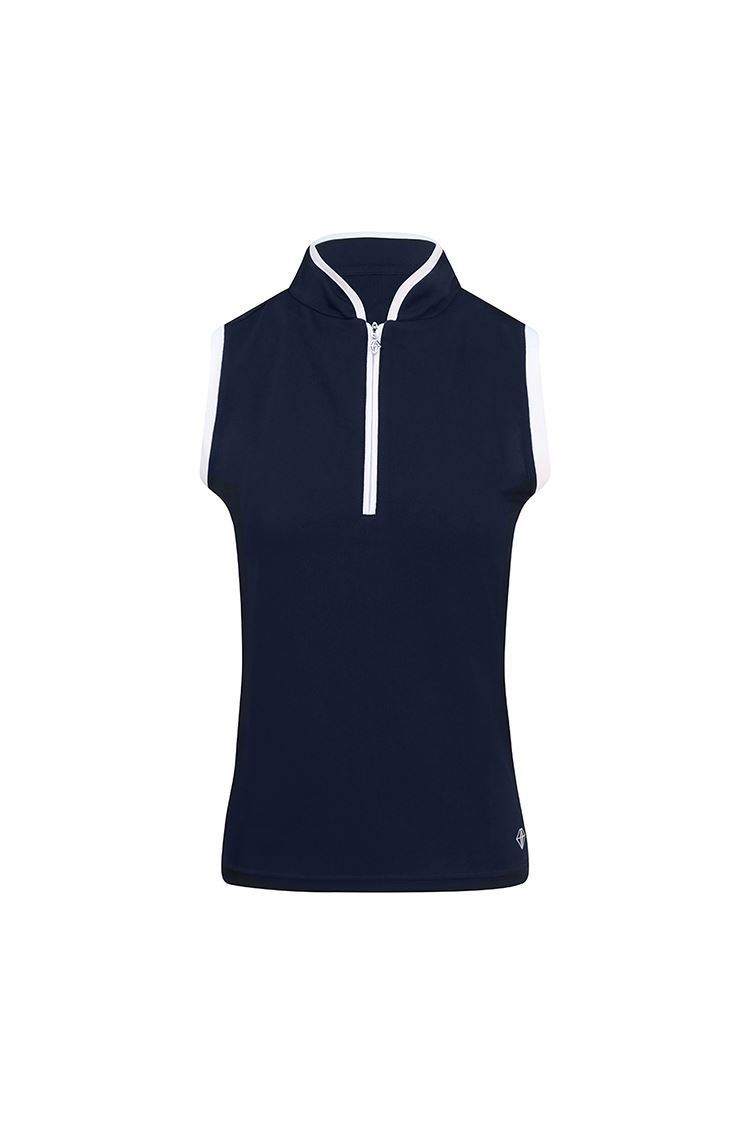 Picture of Pure Golf Ladies Bloom Sleeveless Polo Shirt - Navy