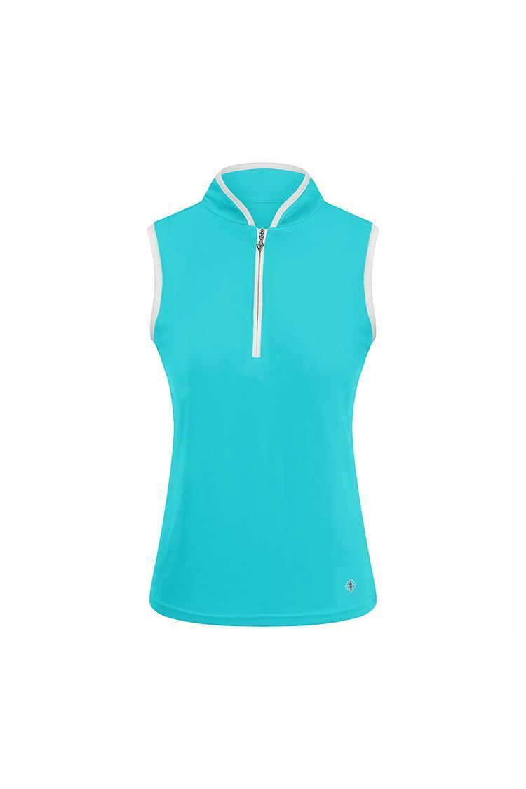 Picture of Pure Golf Ladies Bloom Sleeveless Polo Shirt -Ocean Blue