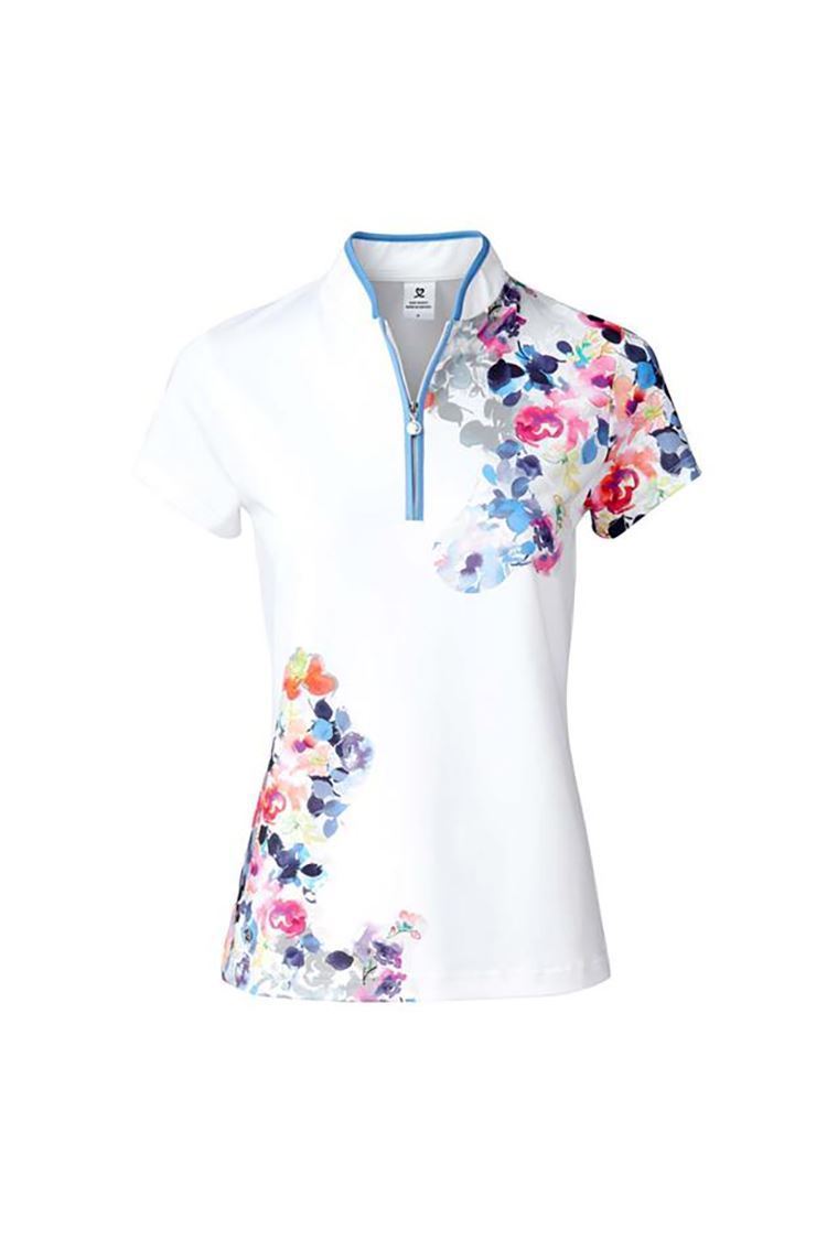 Picture of Daily Sports Ladies Mira Floral Print Cap Sleeve Polo  Shirt - White 100