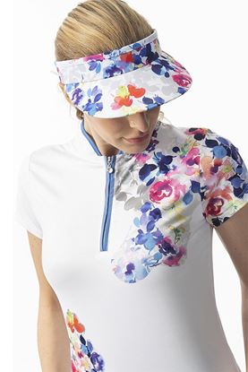 Show details for Daily Sports Ladies Mira Floral Print Cap Sleeve Polo  Shirt - White 100