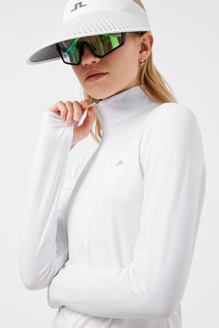 Picture of J.Lindeberg zns Ladies Chet Golf Midlayer - White Jacquard Bridge Monogram