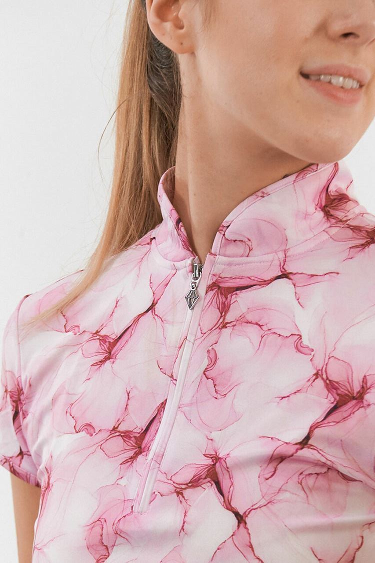 Picture of Pure Golf ZNS Ladies Skye Cap Sleeve Polo Shirt - Blossom Pink - XS Only