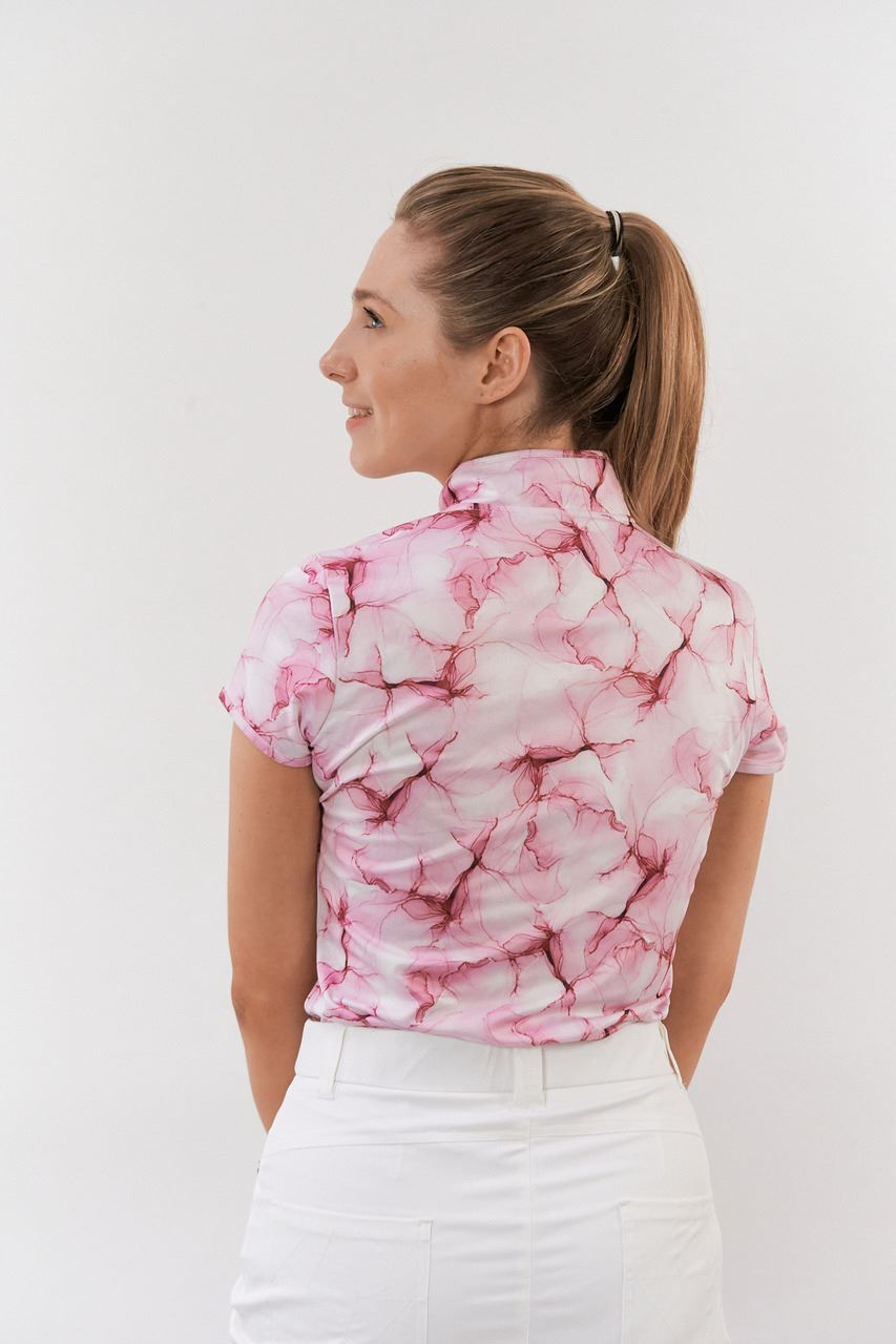 Picture of Pure Golf ZNS Ladies Skye Cap Sleeve Polo Shirt - Blossom Pink - XS Only