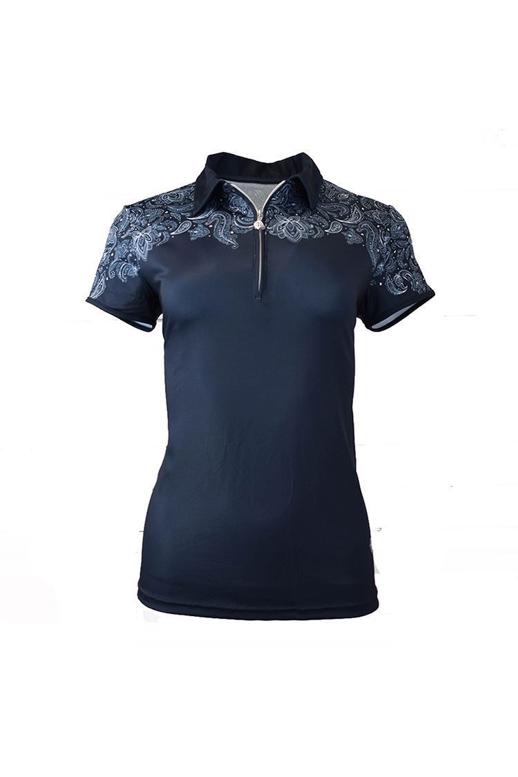 Picture of Pure Golf Ladies zns Trinity Cap Sleeve Polo Shirt - Navy - Medium Only