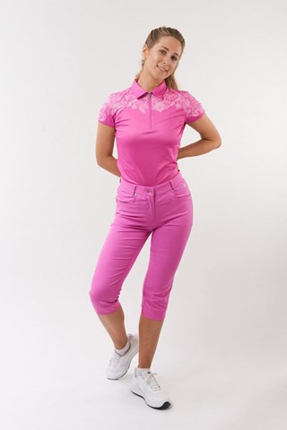 Picture of Pure Golf Ladies Trinity Cap Sleeve Polo Shirt - Azalea Pink (SMALL ONLY)