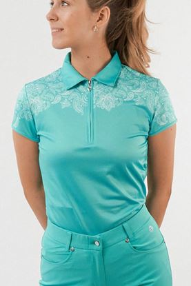Show details for Pure Golf Ladies Trinity Cap Sleeve Polo Shirt - Ocean Blue