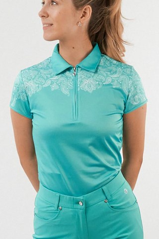 Picture of Pure Golf zns Ladies Trinity Cap Sleeve Polo Shirt - Ocean Blue