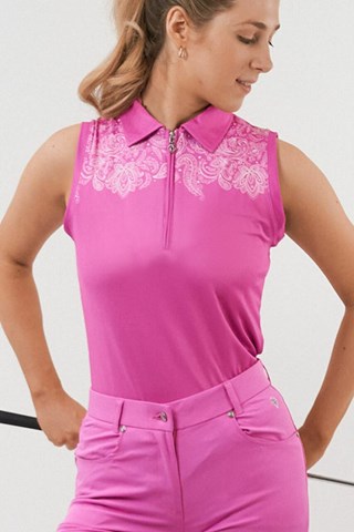 Picture of Pure Golf Ladies Trinity Sleeveless Polo Shirt - Azalea Pink - XS Only