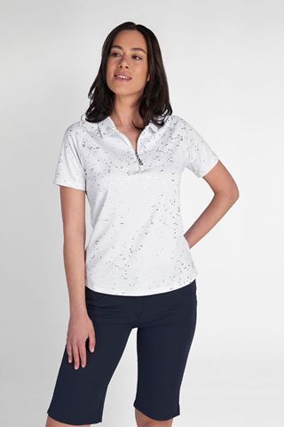 Picture of Green Lamb zns Ladies Katlynne Silver Foil Polo - White