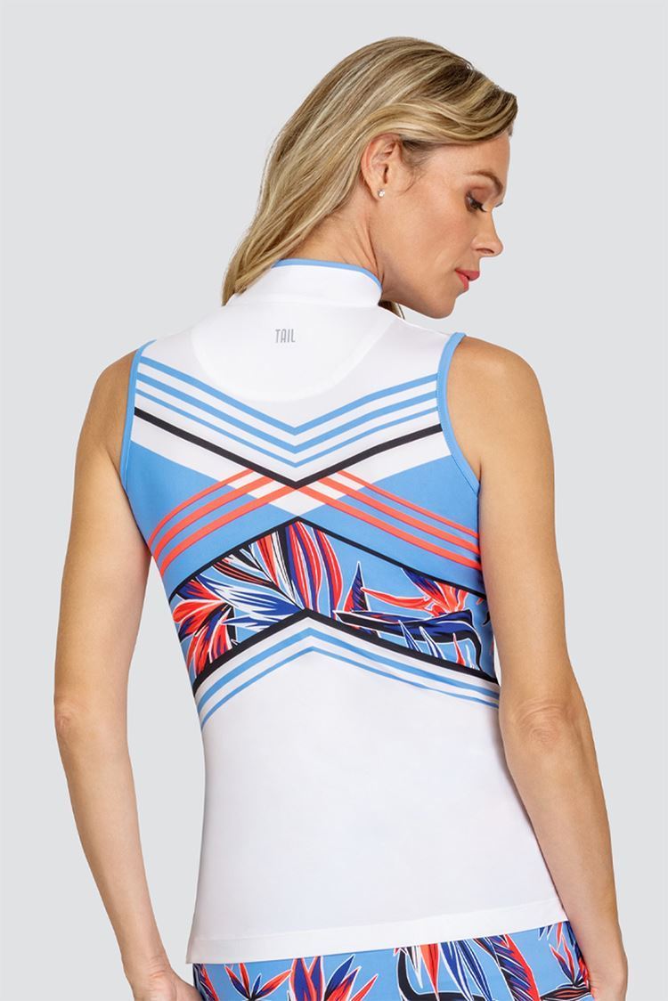 Picture of Tail zns Ladies Akiko Sleeveless Polo Top - Pajaro Parallels - Medium Only