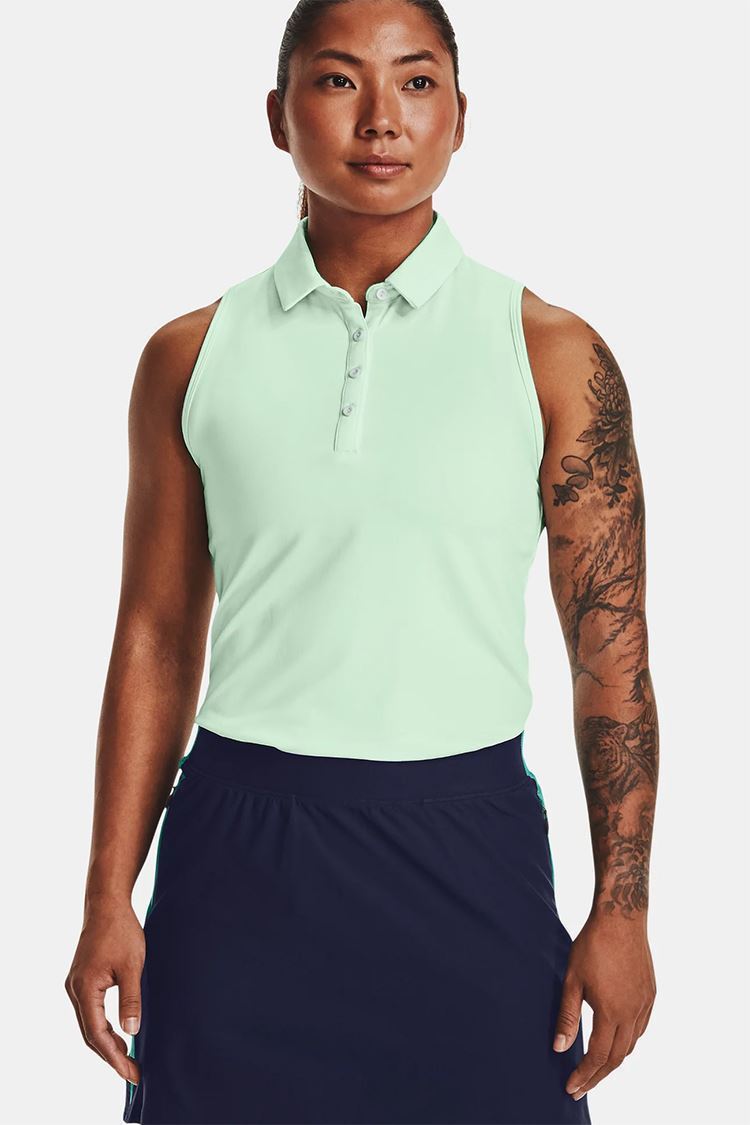 Picture of Under Armour Women's UA Zinger Sleeveless Polo Shirt - Sea Mist / Silver 936