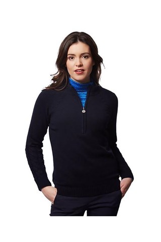 Picture of Green Lamb Ladies Gigi Superwool Half Zip Sweater - Navy (UK 20 ONLY)