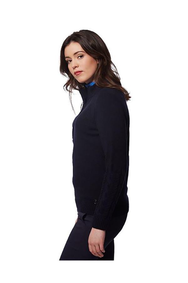 Picture of Green Lamb Ladies Gigi Superwool Half Zip Sweater - Navy (UK 20 ONLY)