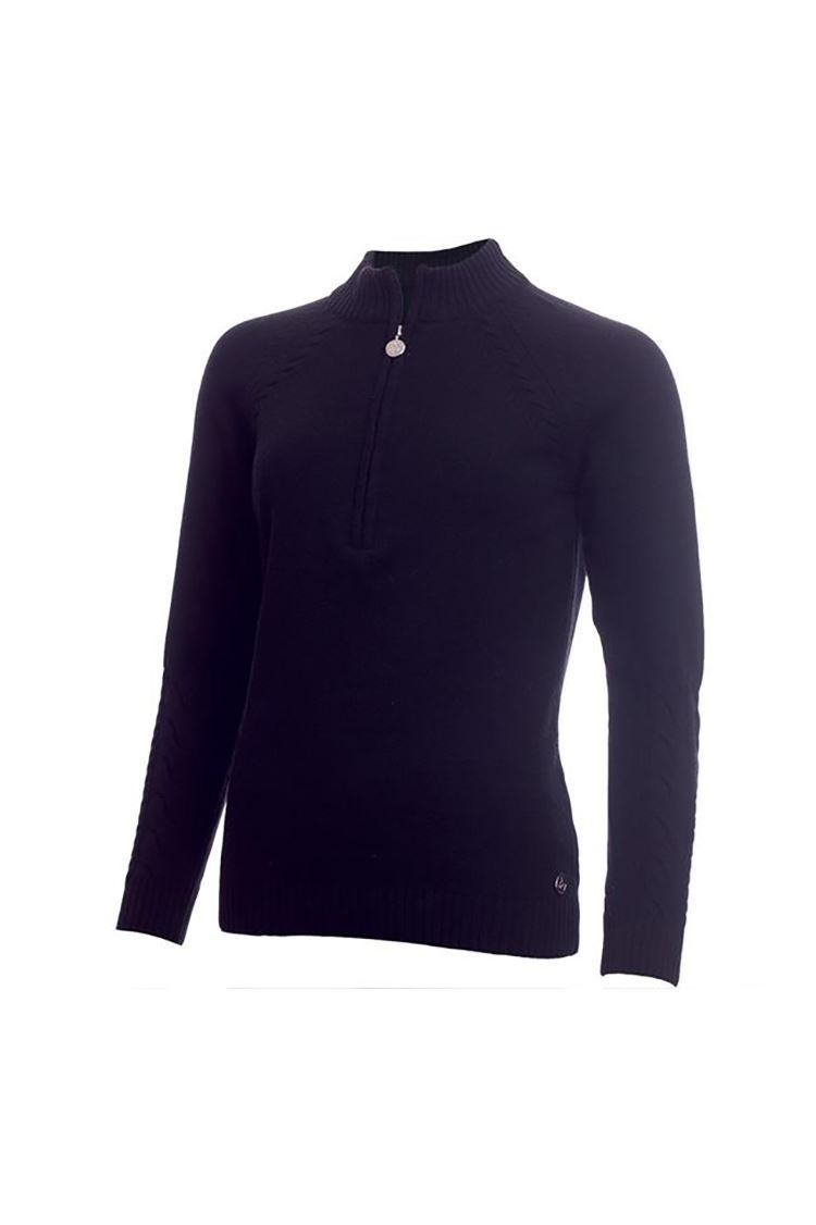 Picture of Green Lamb Ladies Gigi Superwool Half Zip Sweater - Navy (UK 20 ONLY)