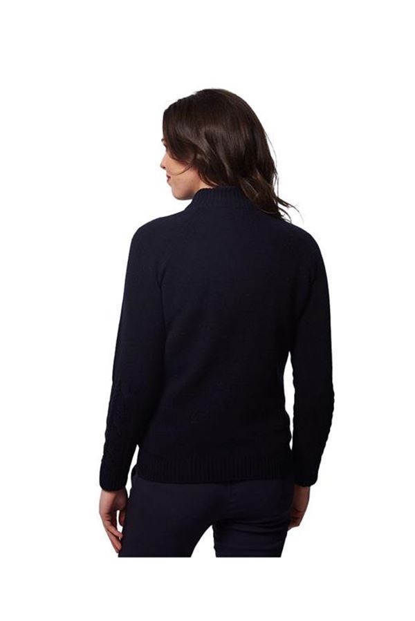 Picture of Green Lamb Ladies Gigi Superwool Half Zip Sweater - Navy (UK 20 ONLY)
