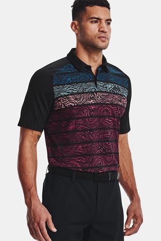 Picture of Under Armour zns Men's UA Iso - Chill Psych Stripe Polo - Black / Penta Pink 001