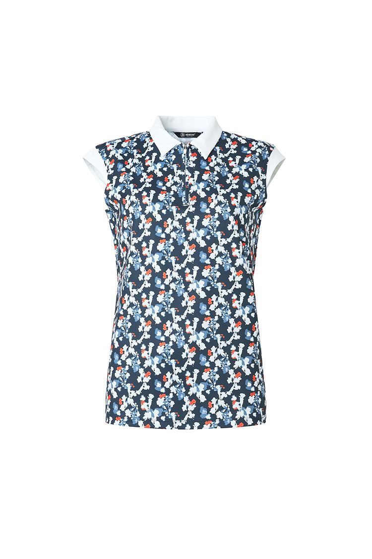 Picture of Abacus Ladies Lily Sleeveless Polo Shirt - Navy Flower 313