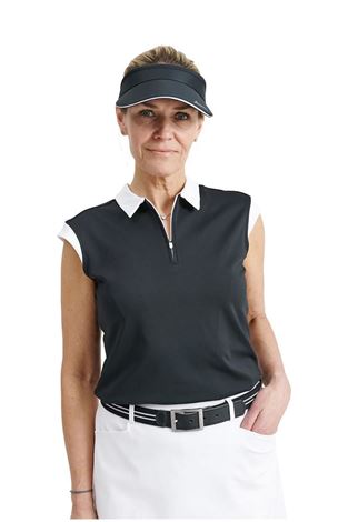 Show details for Abacus Ladies Lily Sleeveless Polo Shirt - Black / White 620