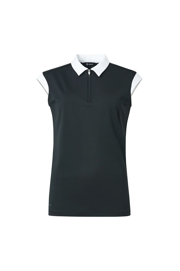 Abacus Ladies Lily Sleeveless Polo Shirt - Black / White 620 - 272662