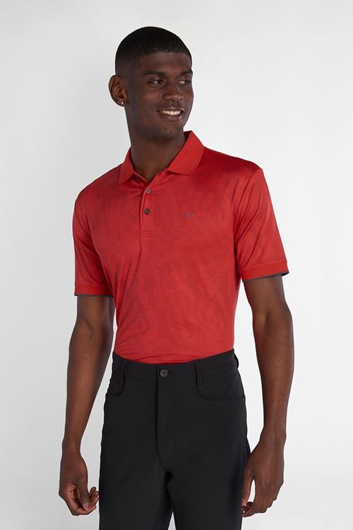 Calvin Klein Men's Course Print Polo Shirt - Card Red - CKMS22536