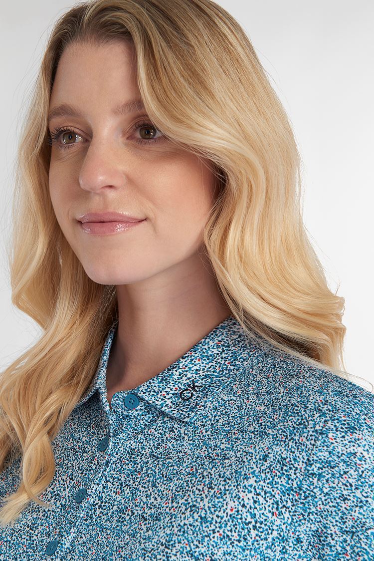 Picture of Calvin Klein Ladies Alden Polo Shirt - White / Navy - UK8 Only