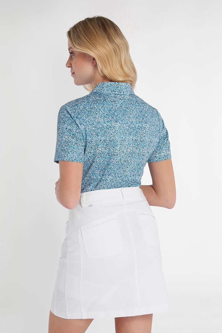Picture of Calvin Klein Ladies Alden Polo Shirt - White / Navy - UK8 Only