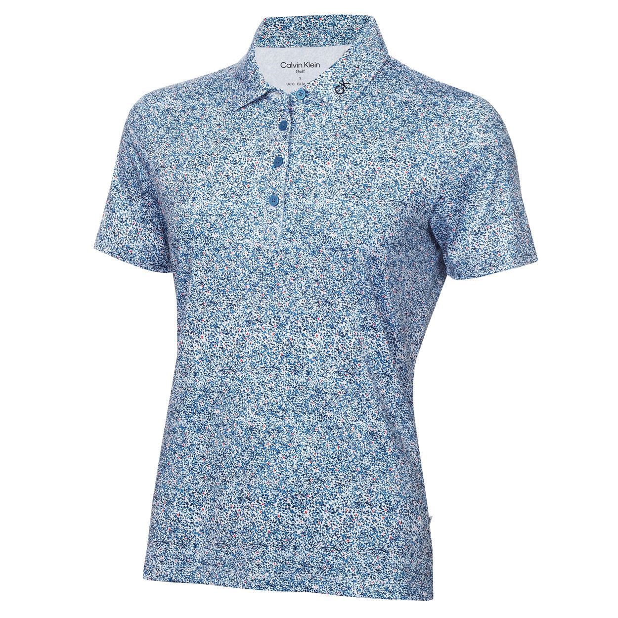 Picture of Calvin Klein Ladies Alden Polo Shirt - White / Navy - UK8 Only