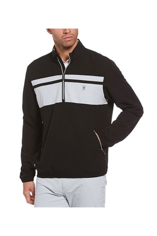 Show details for Original Penguin Men's Blocked 1/4 Zip Windshirt - Caviar 001 - LARGE ONLY