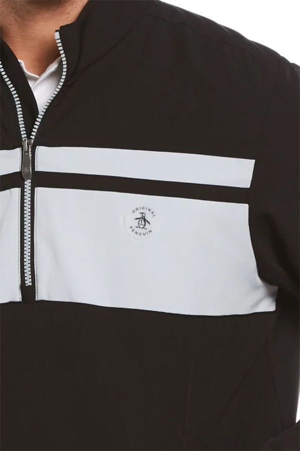 Picture of Original Penguin Men's Blocked 1/4 Zip Windshirt - Caviar 001 - LARGE ONLY