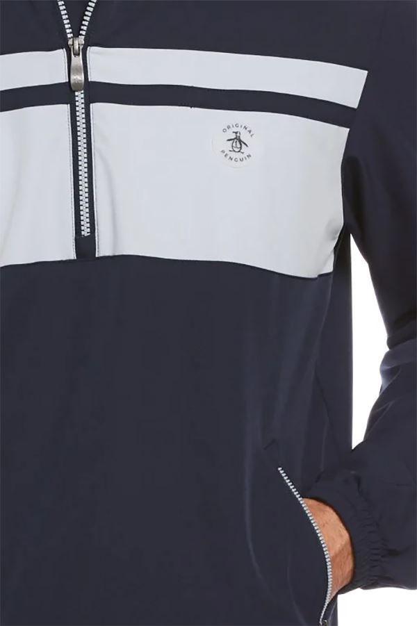 Picture of Original Penguin Men's Blocked 1/4 Zip Windshirt - Black Iris 417