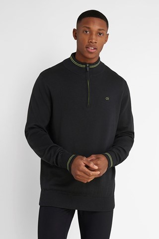 Picture of Calvin Klein Men's Monaco 1/2 Zip Sweater - Black / Lime (XL ONLY)