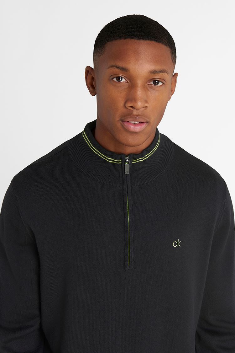Picture of Calvin Klein Men's Monaco 1/2 Zip Sweater - Black / Lime (XL ONLY)