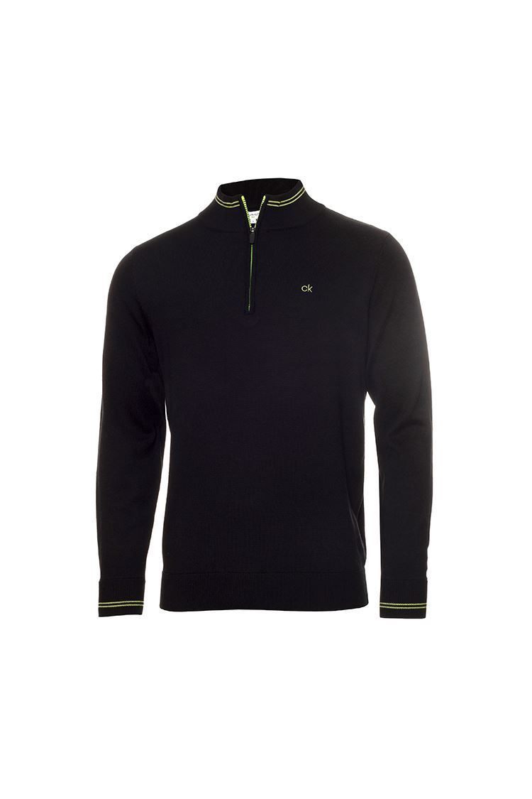 Picture of Calvin Klein Men's Monaco 1/2 Zip Sweater - Black / Lime (XL ONLY)