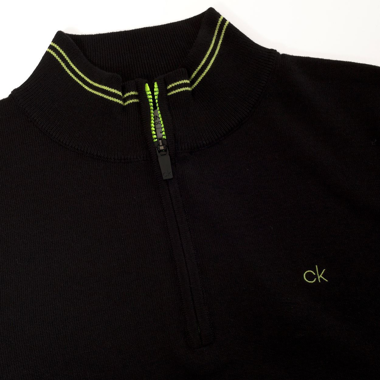 Picture of Calvin Klein zns  Men's Monaco 1/2 Zip Sweater - Black / Lime (XL ONLY)