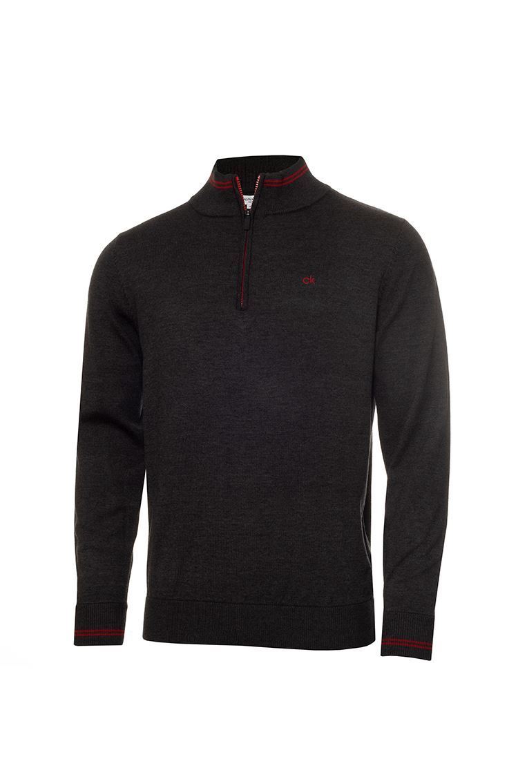 Picture of Calvin Klein zns Men's Monaco 1/2 Zip Sweater - Charcoal Marl / Red (MEDIUM ONLY)