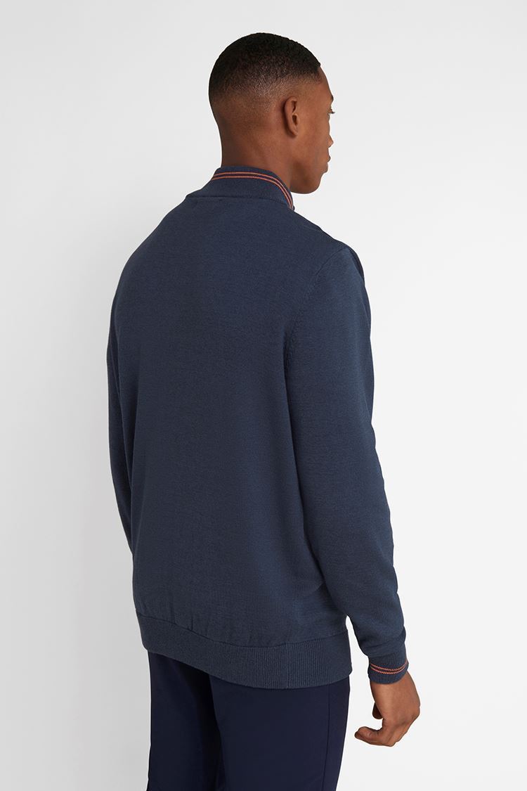 Picture of Calvin Klein Men's Monaco 1/2 Zip Sweater - Denim / Orange - XL Only