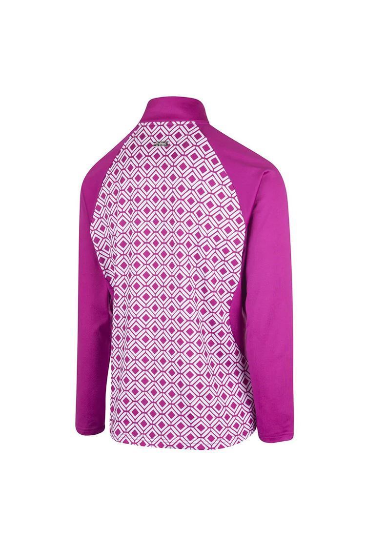 Picture of Island Green Ladies Geometric Print Raglan Sleeve Jacket - Orchid