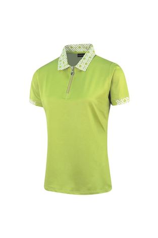 Show details for Island Green Ladies Geometric Zip Neck Polo Shirt - Apple