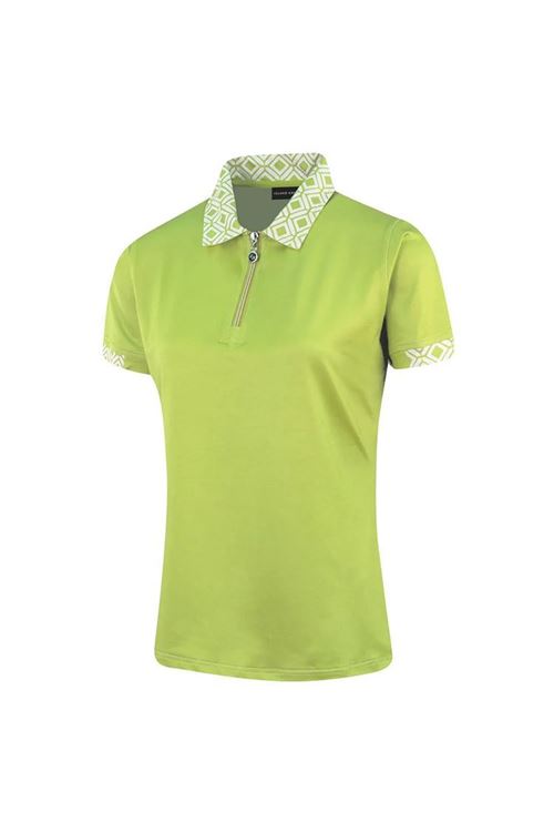 Island Green Ladies Geometric Zip Neck Polo Shirt