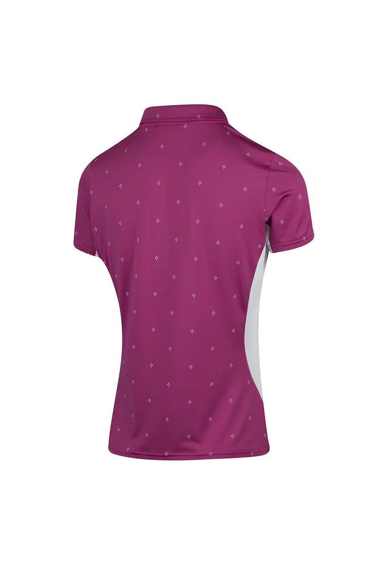 Picture of Island Green Ladies Diamond Print Polo Shirt - Orchid / White