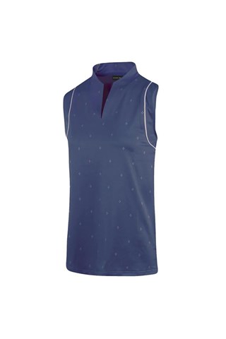 Picture of Island Green zns Ladies Diamond Print Sleeveless Polo Shirt - Navy