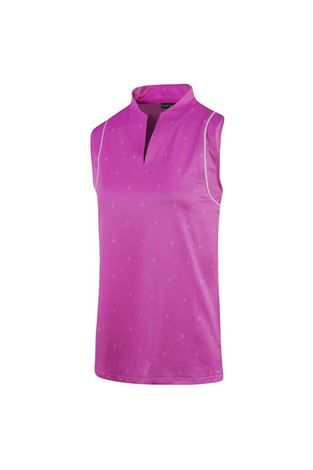Show details for Island Green Ladies Diamond Print Sleeveless Polo Shirt - Orchid