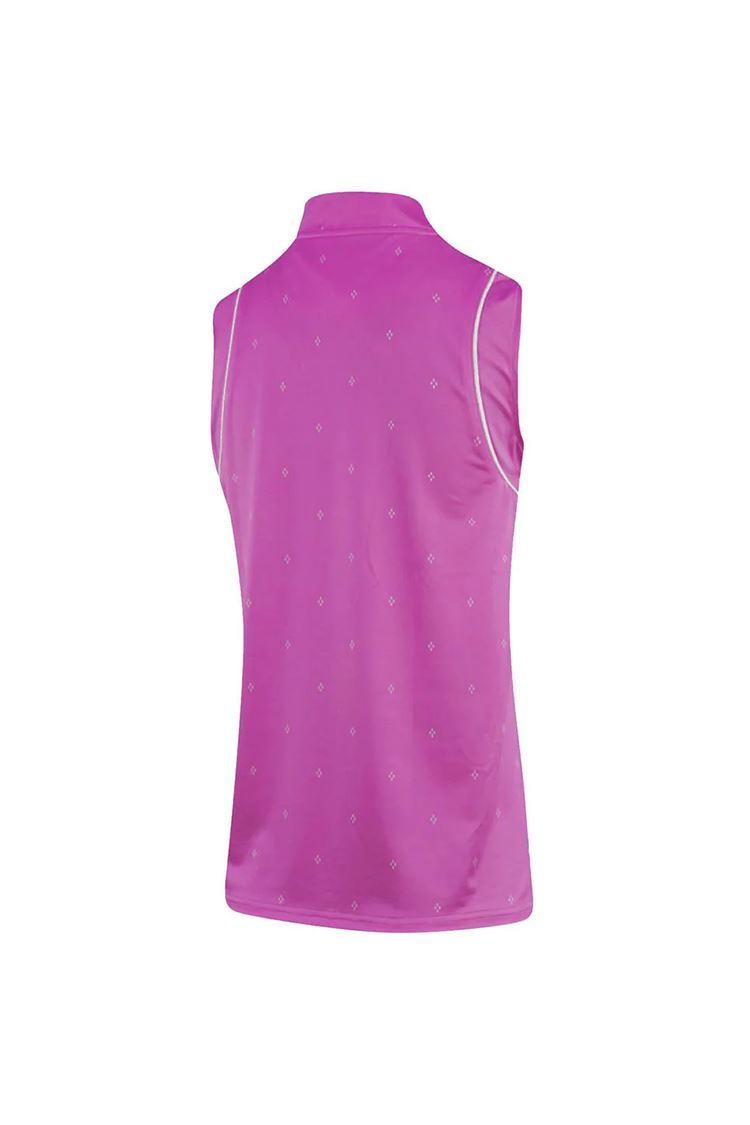 Picture of Island Green Ladies Diamond Print Sleeveless Polo Shirt - Orchid
