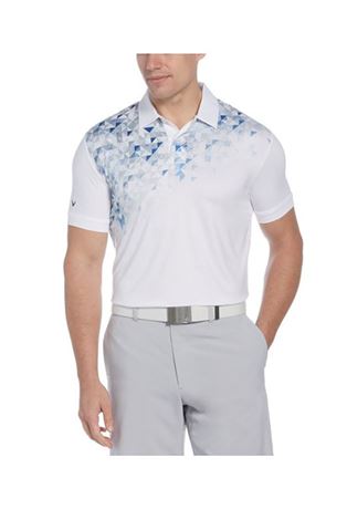 Show details for Callaway Men's Asymmetrical Street Mural Printed Polo - Bright White