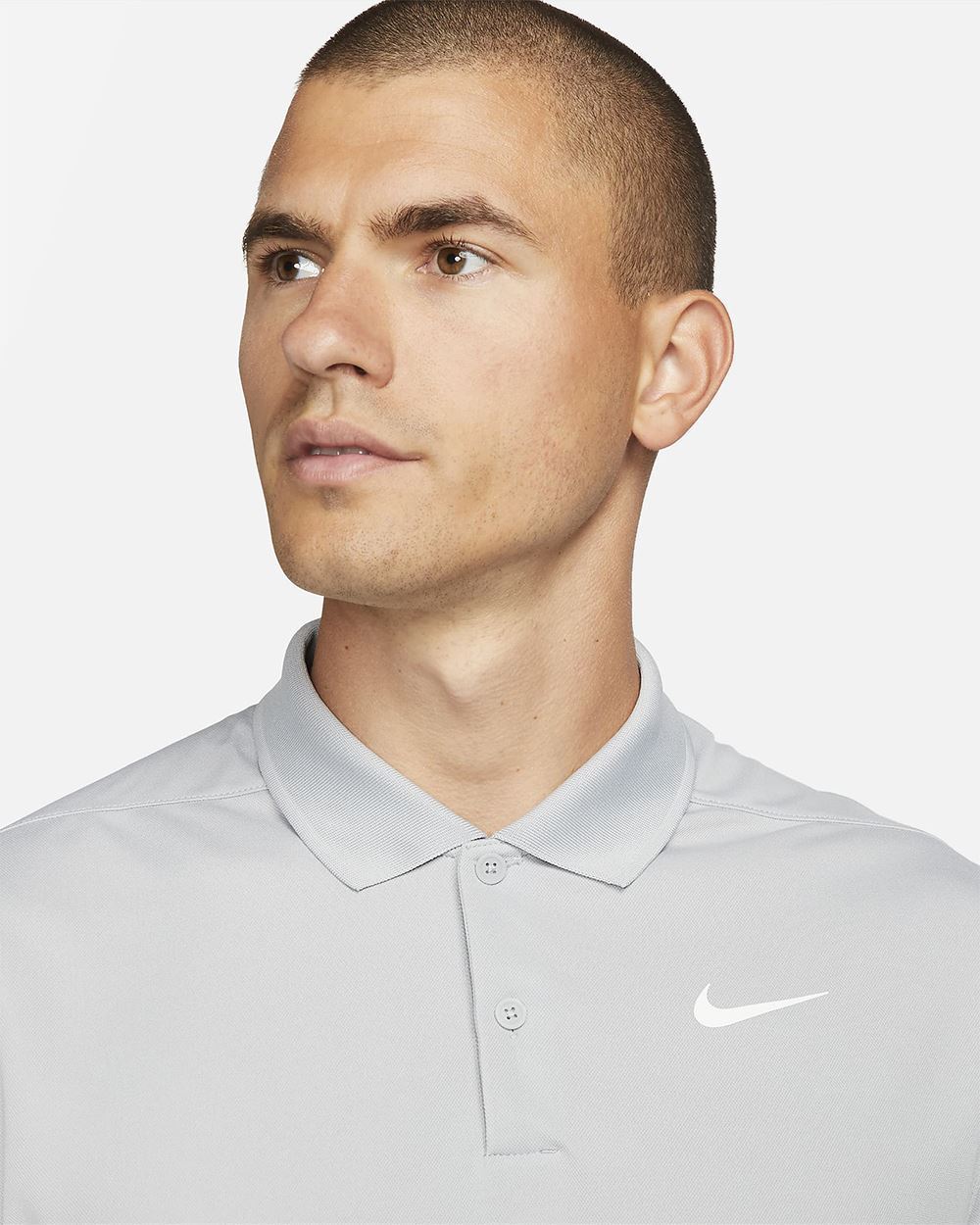Picture of Nike zns Men's Dri Fit Victory Long Sleeve Polo Shirt - Light Smoke Grey / White