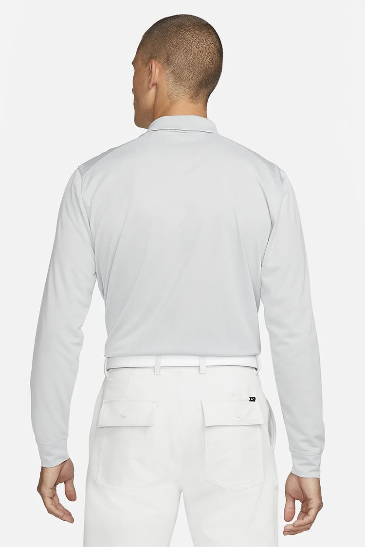 Picture of Nike zns Men's Dri Fit Victory Long Sleeve Polo Shirt - Light Smoke Grey / White