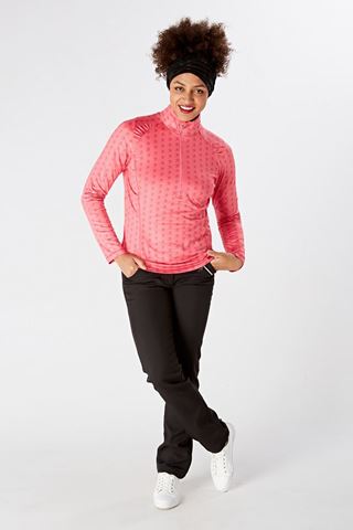 Picture of Swing out Sister Ladies Stardust 1/4 Zip Tech Layer - Hot Pink Stars