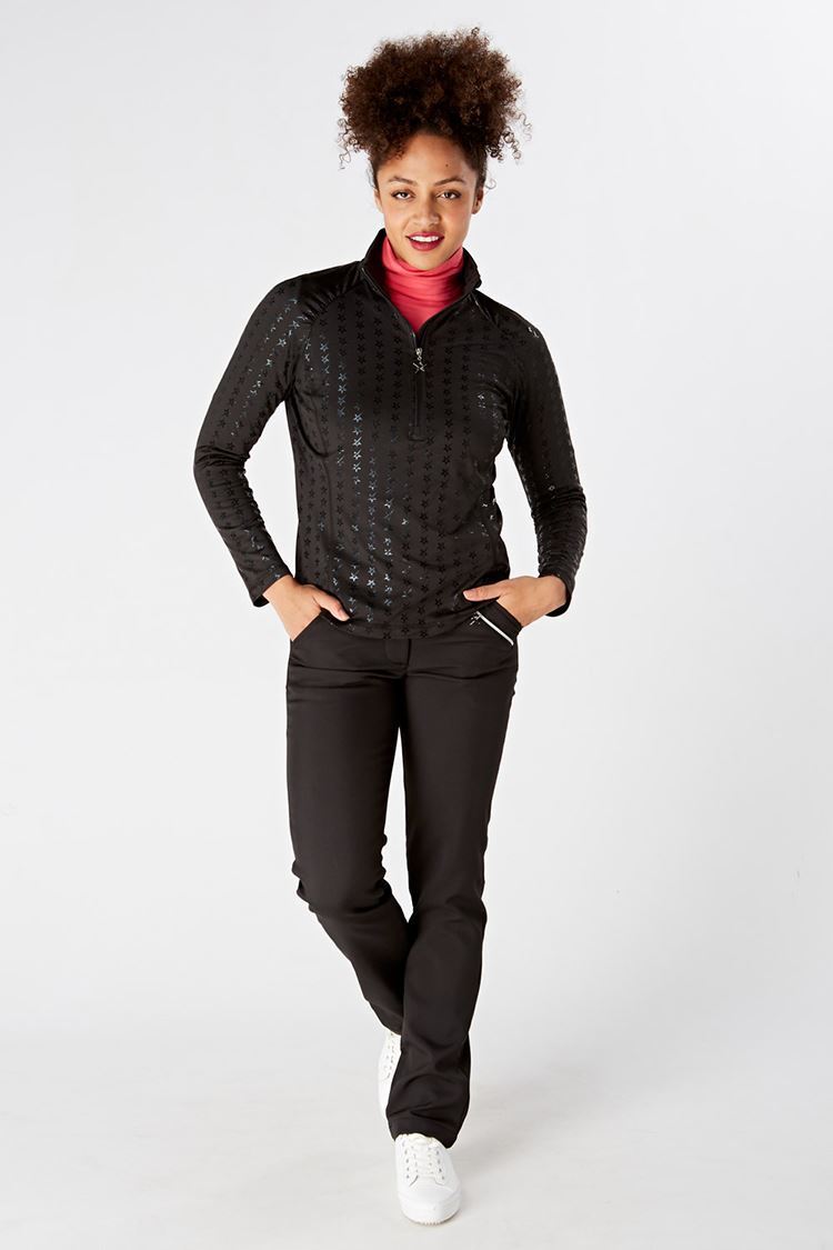 Picture of Swing out Sister Ladies Chamomile Roll Neck Top - Hot Pink